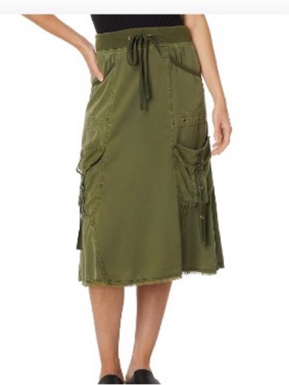 XCVI Olive Green Cargo Skirt-Style Utility Skirt - Picture 4 of 6